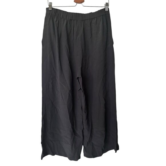 Eileen Fisher S Tencel Blend Crepe Wide Leg Pants Culotte Pull On Gray Logenlook - Picture 3 of 8